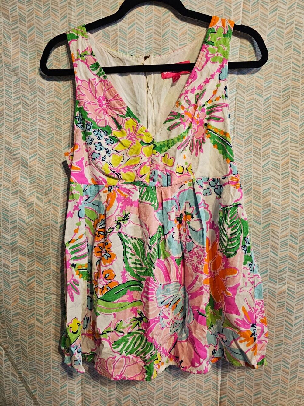LILLY PULITZER Target Multicolor Tank Blouse NOSEY POSIE MED 100% RAYON